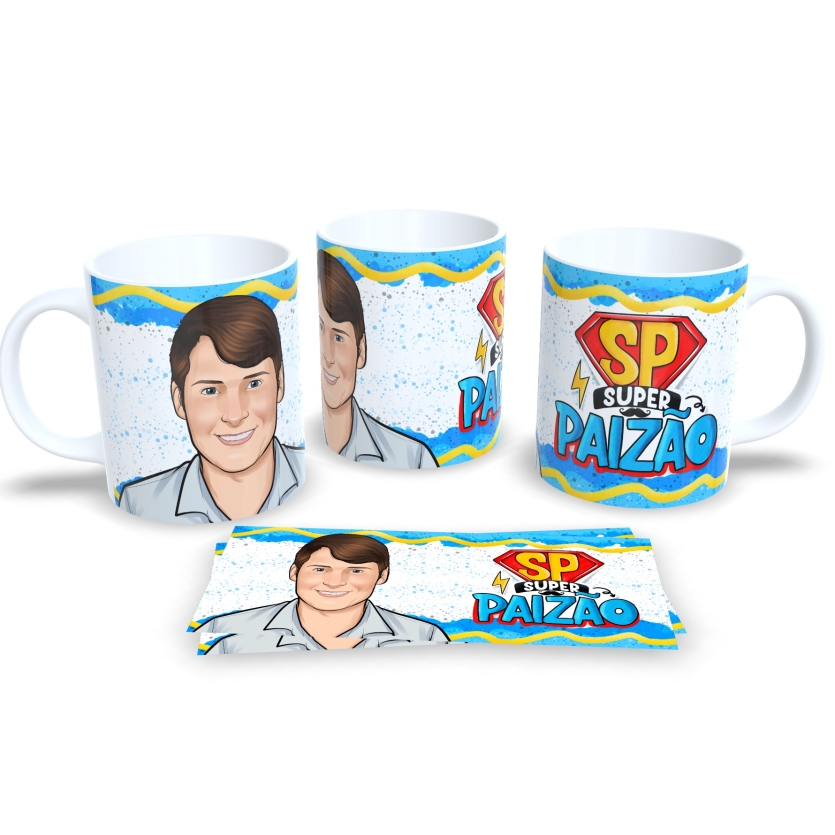 Caneca dia dos Pais - Caricatura - Super Paizão