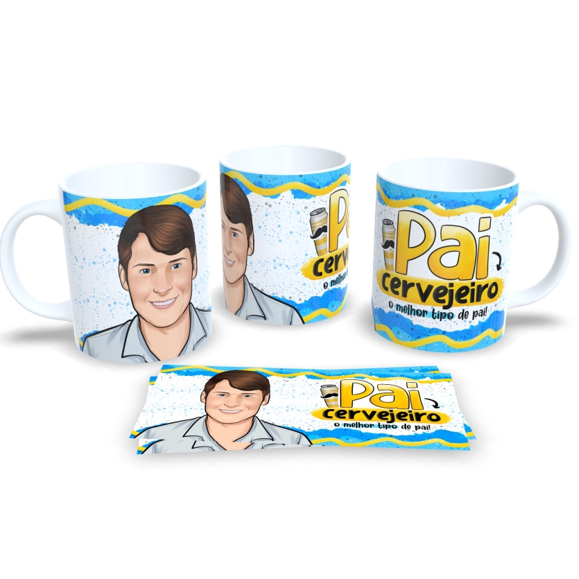 Caneca dia dos Pais - Caricatura - Pai Cervejeiro