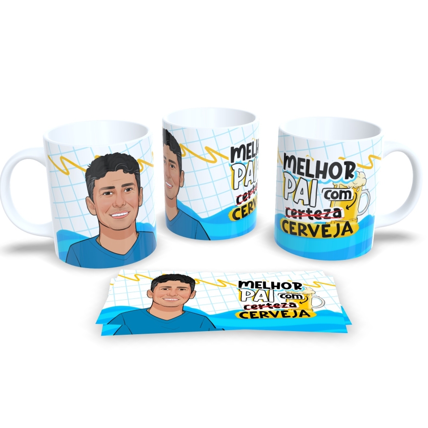 Caneca dia dos Pais - Caricatura - Melhor Pai com Cerveja