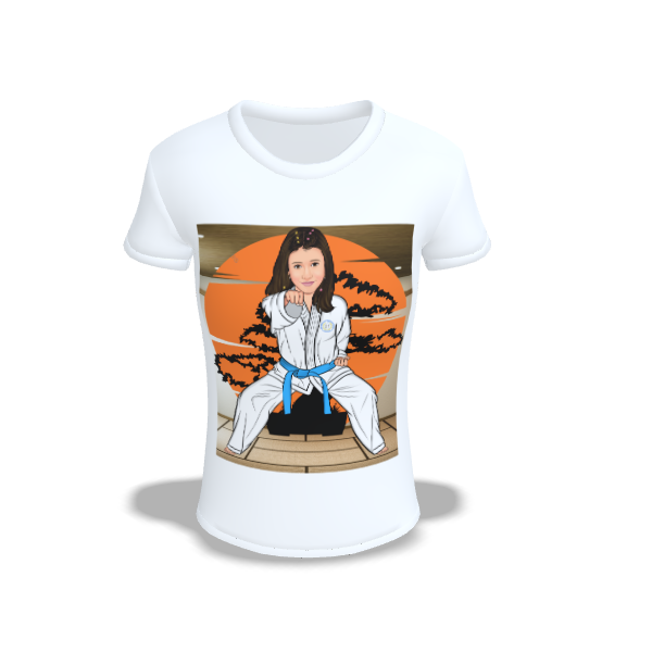 Camisa Babylook com sua Caricatura - Karateca Oi Zuki Bonsai
